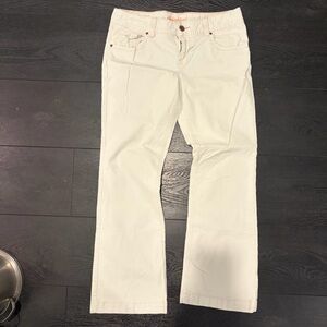 Vintage American Eagle Outfitters Women's Cream Straight Leg Jeans
